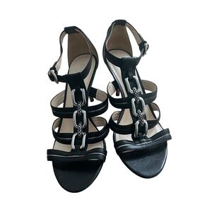 Coach Black Sandals with Silver Chain Women Size 8 B